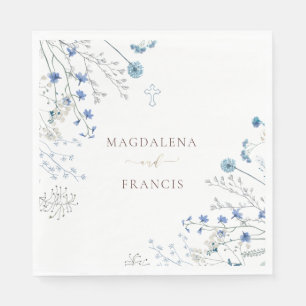 Servilleta De Papel boda de flores silvestres azules