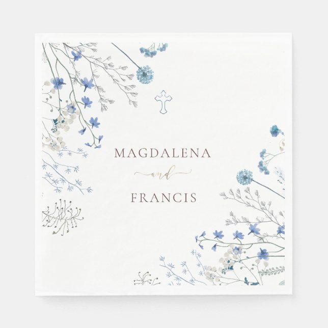 Servilleta De Papel boda de flores silvestres azules (Anverso)