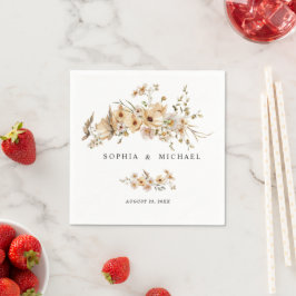 Servilleta De Papel Boda de flores silvestres beige