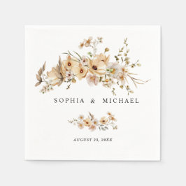Servilleta De Papel Boda de flores silvestres beige