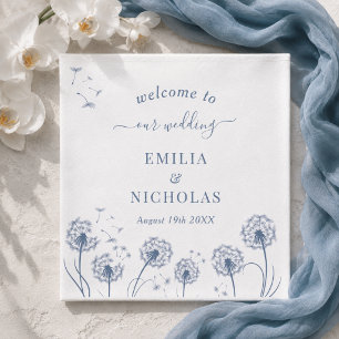 Servilleta De Papel Boda de flores silvestres blancas y azules