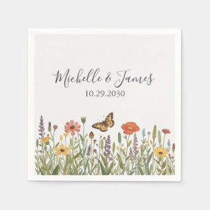 Servilleta De Papel Boda de flores silvestres boho floral colorida ele