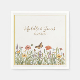 Servilleta De Papel Boda de flores silvestres boho floral colorido ele