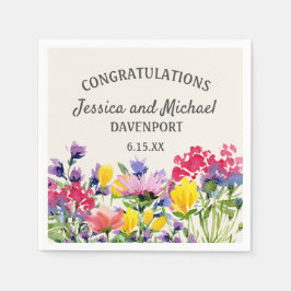 Servilleta De Papel Boda de flores silvestres color amarillo morado