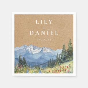 Servilleta De Papel Boda de flores silvestres de montaña Rústica Kraft