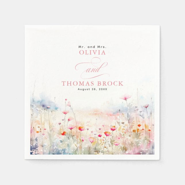 Servilleta De Papel Boda de Flores Silvestres Pastel suave (Anverso)