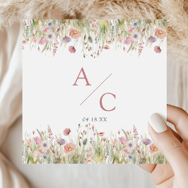 Servilleta De Papel Boda de flores silvestres rosadas de lujo