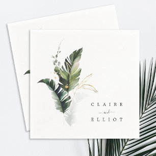 Servilleta De Papel Boda de follaje de acuarela tropical