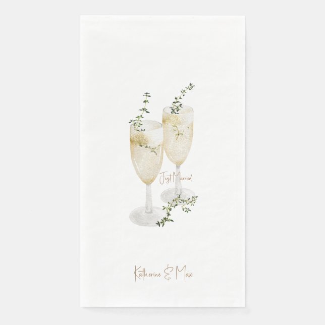 Servilleta De Papel Boda de follaje de champagne recién casado (Anverso)