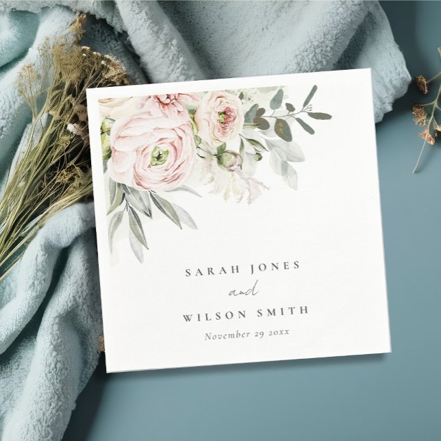 Servilleta De Papel Boda de follaje Eucalyptus Pink Peonies Rubor Blan (Subido por el creador)
