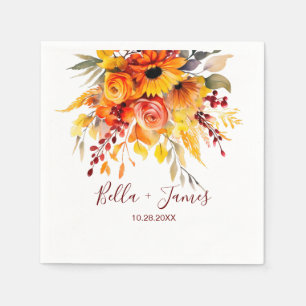 Servilleta De Papel Boda de follaje floral otoñal
