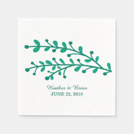 Servilleta De Papel Boda de follaje simple verde
