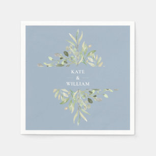 Servilleta De Papel Boda de follaje verde azul polvoriento