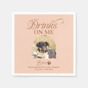 Servilleta De Papel Boda de Foto de Mascota Minimalista Melocotón Suav