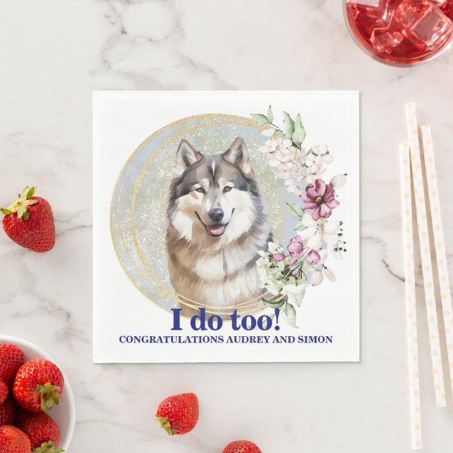 Servilleta De Papel Boda de fotografía de perro de Malamute en Alaskan (In situ)