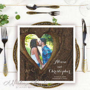 Servilleta De Papel Boda de fotografía de Rustic Wood Heart