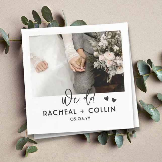 Servilleta De Papel Boda de fotografía Personalizado moderno blanco y  (Subido por el creador)