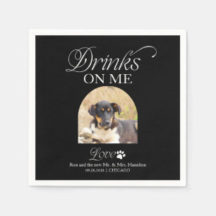 Servilleta De Papel Boda de fotos de mascotas minimalista negra