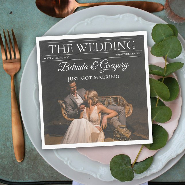 Servilleta De Papel Boda de fotos de periódico editorial de revista (Magazine Editorial Newspaper Photos Wedding Napkins)