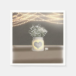 Servilleta De Papel Boda de frasco de Mason con corazón brillante y al