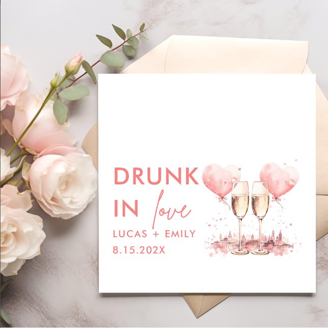 Servilleta De Papel Boda De Gafas Rosadas Personalizadas En El Amor (Subido por el creador)