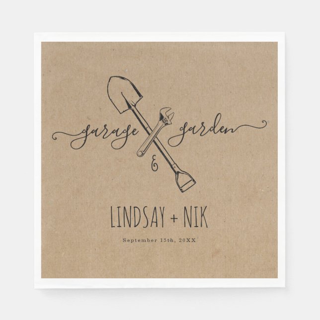 Servilleta De Papel Boda de Garage y Jardín / Fiesta para Parejas (Anverso)