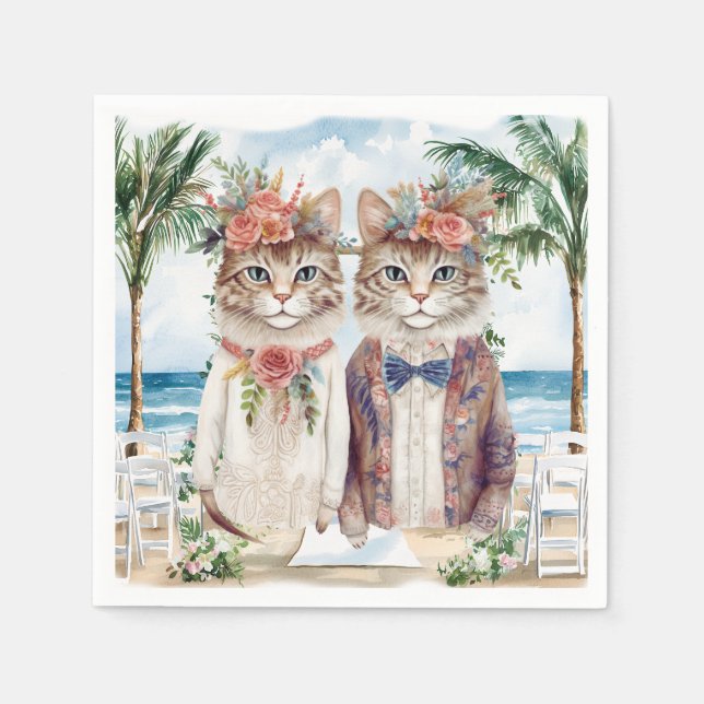 Servilleta De Papel Boda de gato (Anverso)