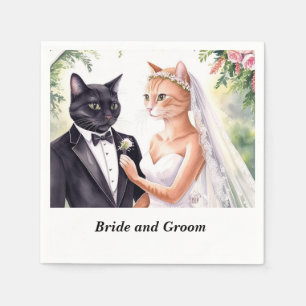 Servilleta De Papel Boda de gato con tema de Novia y Groom