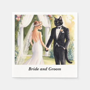 Servilleta De Papel Boda de gato con tema de Novia y Groom