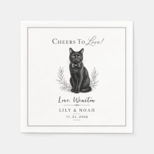 Servilleta De Papel Boda de gato negro personalizada, recuerdo imprimi