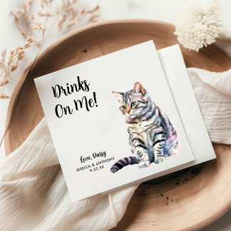 Servilleta De Papel Boda de Gato Personalizada