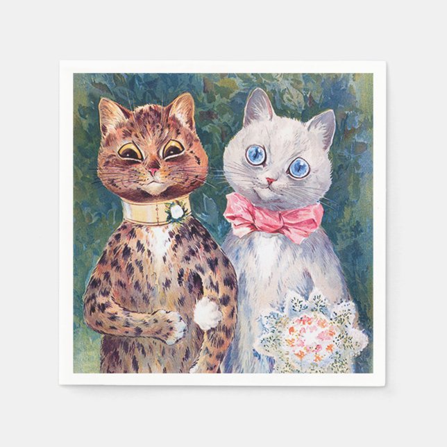 Servilleta De Papel Boda de gatos, matrimonio, novia, Louis Wain (Anverso)