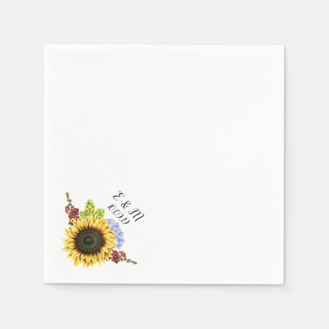 Servilleta De Papel Boda de girasol (Anverso)