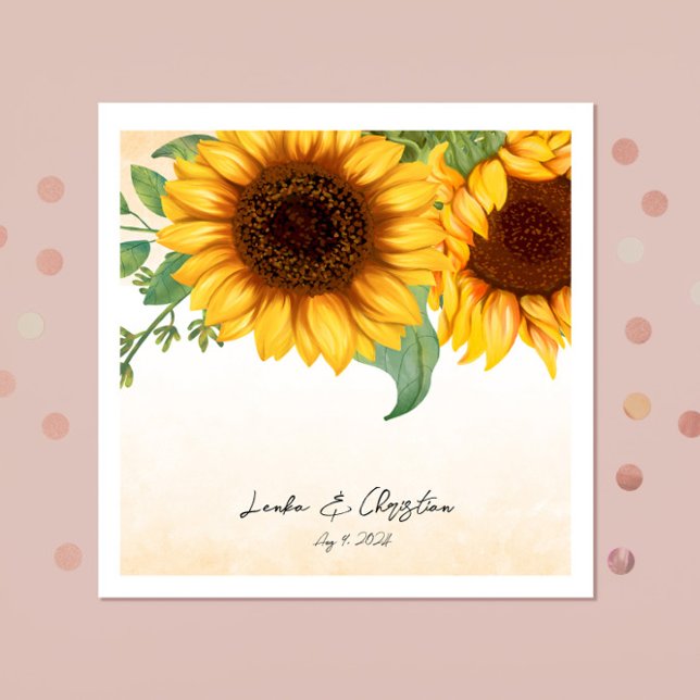 Servilleta De Papel Boda de girasol acuarela (Subido por el creador)