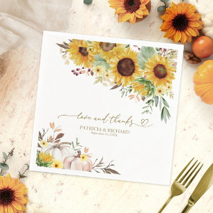 Servilleta De Papel Boda de Girasol de Calabaza de Amor y Gracias