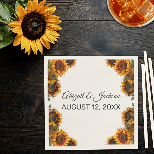 Servilleta De Papel Boda de girasol Forest Green Rustic (Subido por el creador)