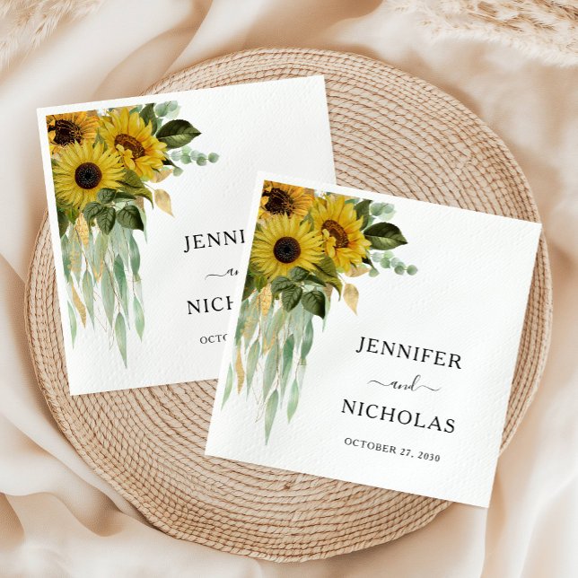 Servilleta De Papel Boda de girasol moderno (Modern Sunflower Wedding Napkins)