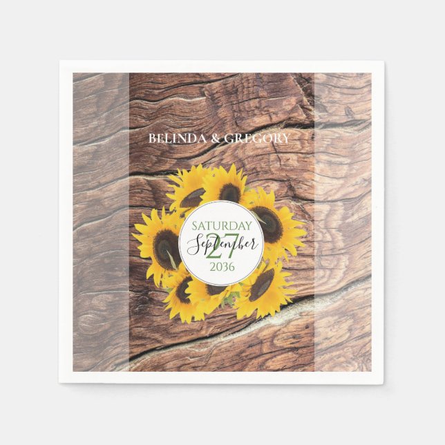 Servilleta De Papel Boda de girasol ruso (Anverso)