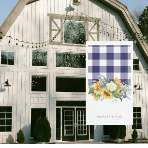 Servilleta De Papel Boda de girasoles de gingham de la marina nombres