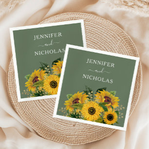 Servilleta De Papel Boda de girasoles florales elegantes