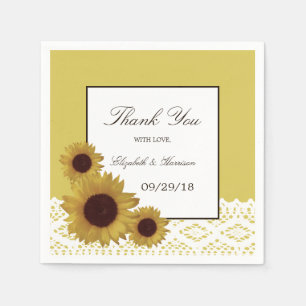 Servilleta De Papel Boda de girasoles y encajes vintage