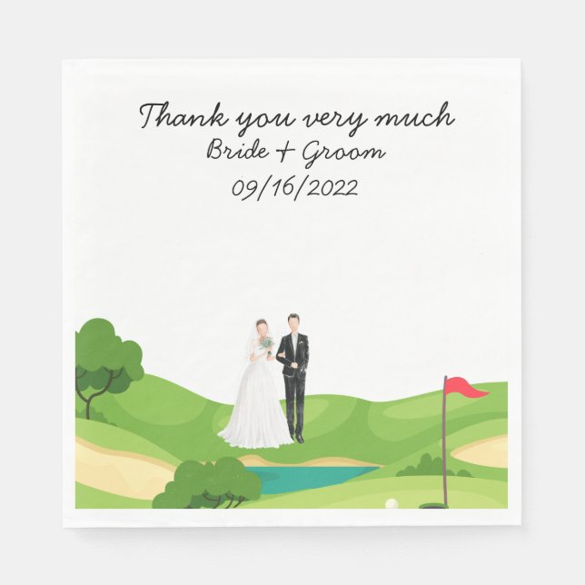 Servilleta De Papel Boda de golf Bride Groom (Anverso)
