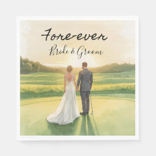 Servilleta De Papel Boda de Golf para Siempre con Novia y Novio