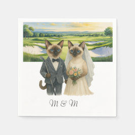 Servilleta De Papel Boda de Golf tematizada para Amantes de Gatos
