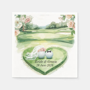Servilleta De Papel Boda de golfista con pelota de golf en el green
