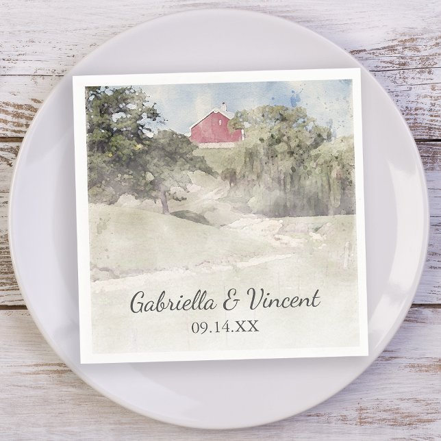 Servilleta De Papel Boda de Granja de Campo Rojo en Hillside (Subido por el creador)