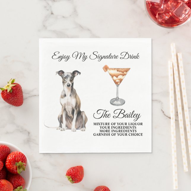 Servilleta De Papel Boda de Greyhound italiano Sintonías de bebida (In situ)