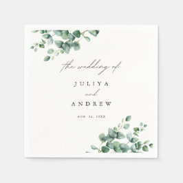 Servilleta De Papel Boda de guión de Greenery Eucalyptus