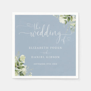 Servilleta De Papel Boda de guión floral de verde azul polvoriento