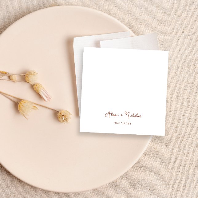 Servilleta De Papel Boda de guión mínimo de caligrafía de terracota (Subido por el creador)